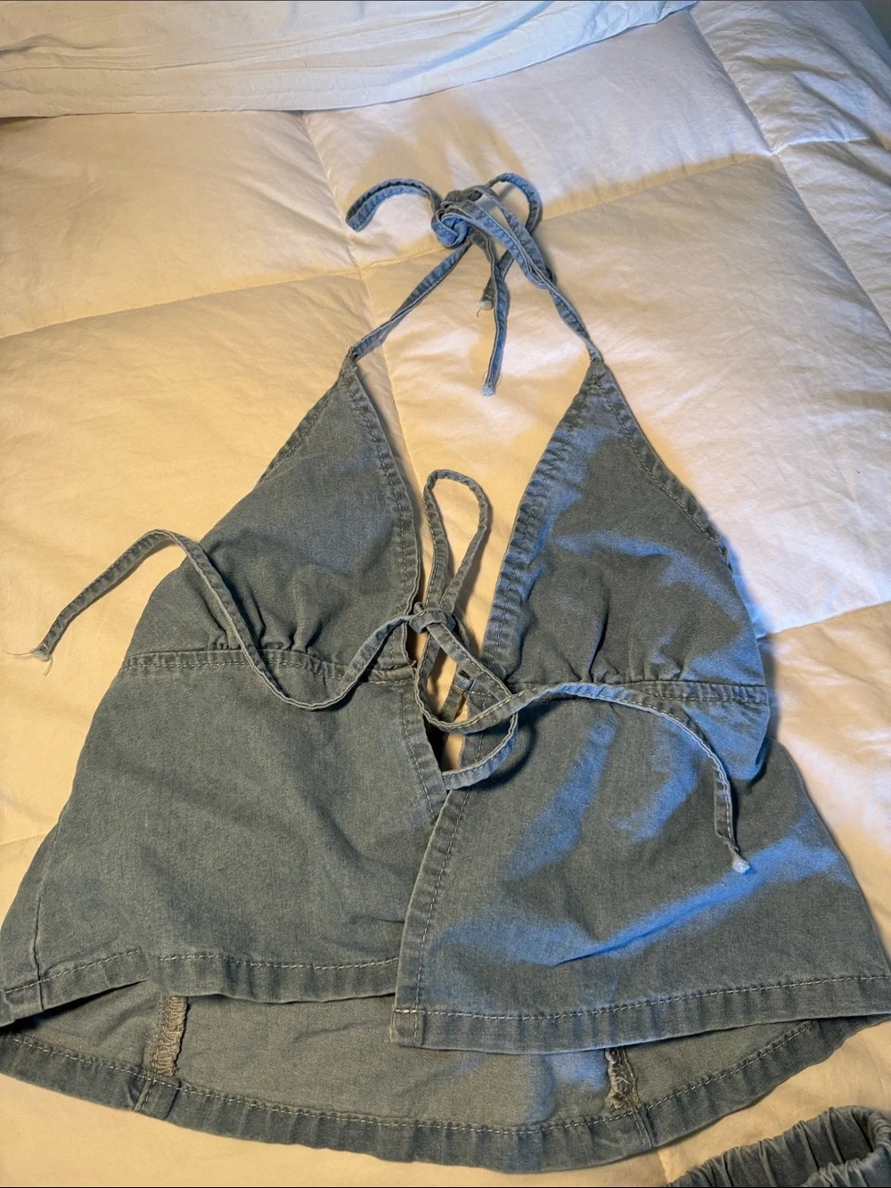 Two-Piece Halter Top and Wide-Leg Pants Set - Slate Gray